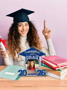 Marco de foto personalizable para graduación - 4 colores, personaliza 2026 Felicitaciones de graduación, recuerdo de despedida, regalo de escritorio, placa acrílica de regalo de graduación, personaliza foto y nombre, decoración de dormitorio, decoración de graduación - Multicolor - Ver 3