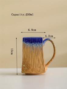 1个550毫升陶瓷杯，早餐牛奶杯，燕麦杯，挂耳咖啡杯，窑烧陶瓷咖啡杯，大容量水杯，花朵茶杯，情侣杯，拉花咖啡杯，意式浓缩咖啡杯，办公水杯，创意窑烧釉面陶瓷杯，饮料杯，咖啡杯，陶瓷马克杯 - 彩色 - 查看 11