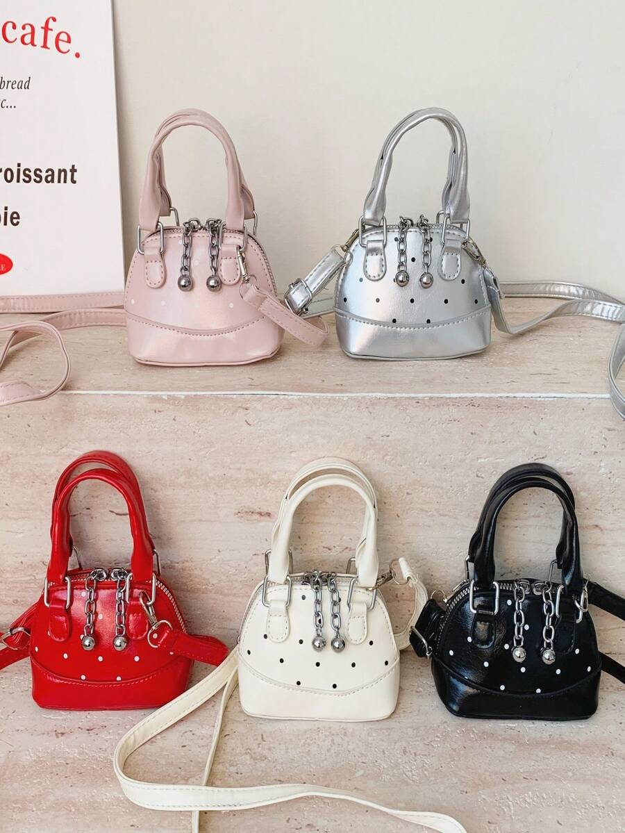 1 st. mini axelväska för tjejer, PU-material med prickig skaldesign, läppstiftspåse, lämplig för alla årstider - Multifärgad - Visa 1