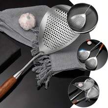 1pc Stainless Steel Strainer - Heat Resistant (662°F), Anti-Leak Perforated Filter, Ergonomic Handle And Fine Mesh, Suitable For Frying Pan, Hot Pot, Cooking, Serving, Baking - Restaurant And Home Kitchen Utensil, Smooth Surface, Durable, Kitchen Accessory, Very Convenient, Ideal Gift For Ladies And Family - Multicolor - View 10