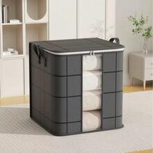 1 pieza Caja de almacenamiento con estilo de cajón, Caja de almacenamiento de ropa y ropa de cama, Caja de almacenamiento para el hogar, Caja de almacenamiento para muñecas de peluche. Tela talla grande gruesa actualizada, asa talla grande ancha y talla grande cómoda. Adecuado para almacenamiento en el hogar y en el almacén. - Gris - Ver 13