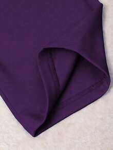 HOMEYEE Plus Size Women Casual/Business Solid Color Pants - Purple - View 5