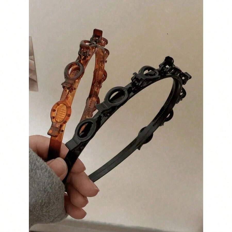 2pcs/1pc Style Braiding Tool Slouchy Hairpin For Women, Summer Hair Clip For Washing Face And Hair Bangs, Headband For High Skull Decoration ,Gifts ,Hair Hoop Hairband For Women Hair Accessories Head Accessories - 黑色 - 查看 1