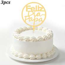 1 pièce/Ensemble de 3 pièces Ensemble de décorations de gâteau en acrylique doré "Feliz Dia Papa" et "Feliz Dia Mama" en espagnol - Fournitures pour fête de la Fête des Pères et de la Fête des Mères en Amérique latine - multicolore - Voir 13