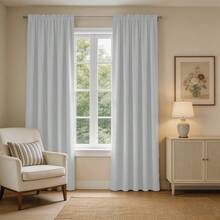 1 Pack Modern Minimalist Silver-Gray Blackout Curtains, Rod Pocket Top, Easy Installation, High-Precision Polyester Material, Soundproof, Heat Insulation, UV Protection, Darkens Room, Privacy Decor, Suitable For Bedroom, Living Room, Office, Partition, Balcony - Silver - View 5