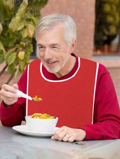 Reusable Waterproof Adult Bib, Large Size Meal Protector For Elderly, Dementia Patients, Bedridden, Feeding Care Supplies
