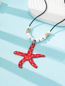 1 chiếc vòng cổ nhiều lớp phong cách Boho mùa hè dành cho nữ - Vòng cổ đính hạt với mặt dây chuyền hình sao biển, cá và cua, bộ vòng cổ phối hợp nhiều kiểu dáng mùa hè, trang sức đi nghỉ mát. - Nhiều màu - Xem 14