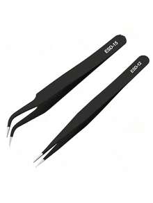 2pcs Stainless Steel Black Curved Nail Clipper & Straight Eyelash Curler Manicure & Eyelash Tool Set - Black - View 2