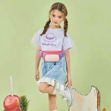 Kids Waist Bags - Block Of Light Pink and Purple Color - View 3
