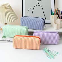 1 hộp đựng bút lưới bong bóng, túi đựng đồ dùng học tập dung tích lớn, thiết kế sọc thêu, túi đựng thước kẻ, túi du lịch, quà tặng tựu trường. - Mảnh duy nhất - Xem 6