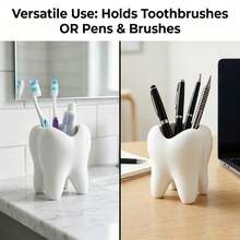 1 PC 3D-Printed Tooth-Shaped Toothbrush Holder, Bathroom Accessory, Toothpaste Holder, And Also A Tooth-Shaped Storage Rack For Desktop Use. A Pen Holder In The Shape Of Teeth, Suitable For Dental-Related Small Gifts, Home And Office Desk Storage - Multicolor - View 12