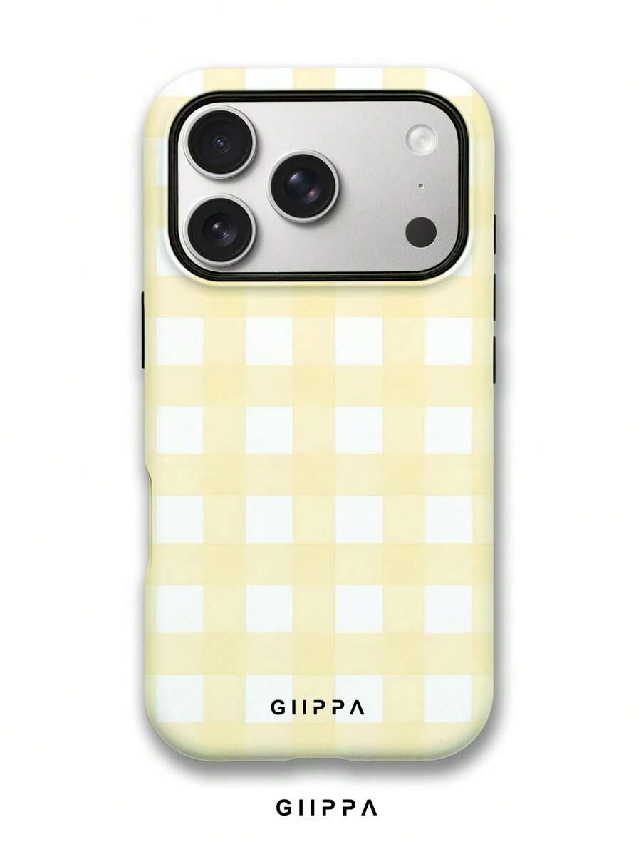 GIIPPA 一款浅黄色和白色格子图案的 17 Pro Max手机壳,也适用于 16 Pro Max、15 Pro Max、14 Pro Max,韩版时尚趣味手机壳,兼容11/12/13/14/15/16 Pro Max Plus,优雅设计男女皆宜,是圣诞节、情人节、复活节、婚礼季和生日送给女友的理想礼物。 - 多色2 - 查看 1