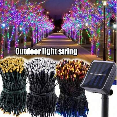 1pc 20/50/100 LED Solar String Lights, Outdoor Waterproof Solar Powered Fairy Lights With 8 Lighting Modes, Suitable For Garden, Patio, Yard, Fence, Christmas Tree Decor, Colorful Ambiance Lighting For Outdoor Trees, Yard, Wedding, Gazebo, Party, Home, Lawn, Camping And Holiday Garden Decoration