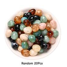 20 pièces de perles acryliques vibrantes, perles irrégulières texturées transparentes tie-dye ressemblant à de la pierre lisse, convenant pour une ambiance décorative, la fabrication de bijoux DIY, bracelets, colliers, porte-clés, charms de téléphone, accessoires de sac, artisanat - Multicolore - Voir 10