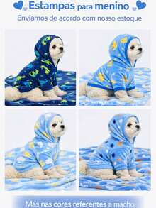 Printed Soft Pet Clothes - Colorful Sizes S M L XL Pajamas With Sleeves And Hood - Màu xanh lam - Xem 1