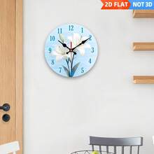1 Piece Modern Minimalist Lily Flower Wall Clock - Round Wooden Silent Non-Ticking Battery-Operated - Suitable For Bedroom, Living Room Decoration, 10inch Decorative Clock (AA Batteries Not Included), 2D Flat Design,Centro De Mesa,Furniture Living Room,Stuff For Bedroom,House Deocr,Home Deocr Living Room,Cucco,Furniture - A - View 8