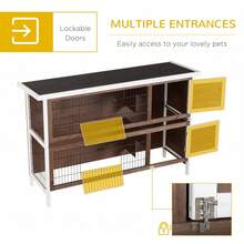 54" 2-Story Large Rabbit Hutch Bunny Cage Wooden Pet House Small Animal Habitat With Lockable Doors, No Leak Tray And Waterproof Roof For Rabbits, Chickens, Ducks, Outdoor/Indoor Brown - Cà phê nâu - Xem 4