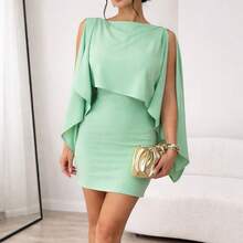 Dunas Strapless Dress And Cape Blouse Set - Màu xanh Bạc hà - Xem 6