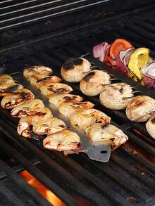 1/2 piezas Pinchos para barbacoa de acero inoxidable con forma de espina de pescado, adecuados para carne de res, pollo, verduras y camarones. Accesorios de barbacoa de metal duradero, utilizados para asar a la barbacoa, accesorios de barbacoa, utensilios de cocina. Superficie de metal lisa, metal de alta calidad. - Múltiples estilos - Ver 2