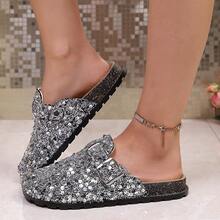 1 đôi sandal nữ đế dày đính sequin mới, thời trang và đa năng, thích hợp cho các buổi đi chơi và tiệc tùng. - Dép nữ - Xem 12