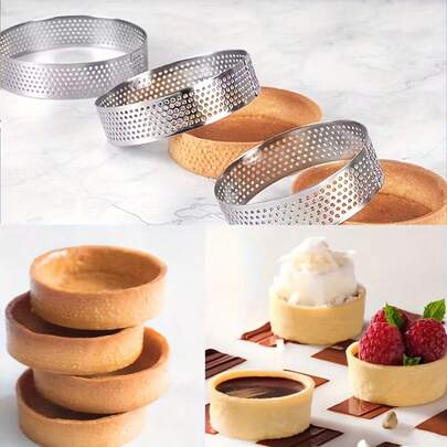 6-Pack/12-Pack Stainless Steel Perforated Tart Rings, Round Cake Rings For Baking, French Dessert Molds, Fruit Tart Rings For Wedding, Christmas, Halloween, Thanksgiving, Graduation