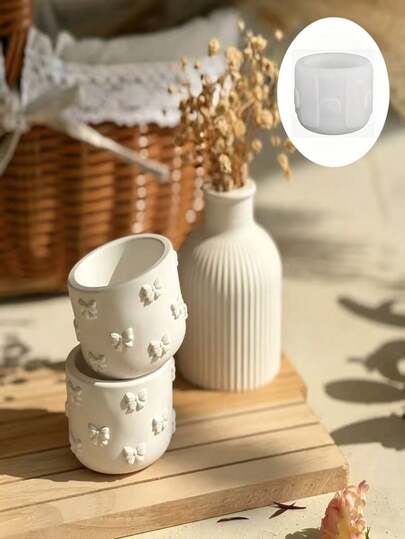 1 khuôn đất sét tự làm hình nơ, khuôn giỏ hoa, hộp đựng đồ bằng thạch cao, đồ trang trí bàn làm việc, quà tặng thủ công ngày lễ, đám cưới, tân gia, khuôn silicon, khuôn nhựa, khuôn hộp đựng đồ tròn, khuôn giá nến hình nơ, khuôn thủ công hình dạng không đều, khuôn trang trí hộp đựng trang sức tại nhà.