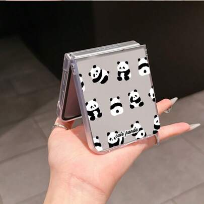 1 chiếc ốp lưng điện thoại gập đơn giản, thời trang, chất liệu PC mờ, họa tiết gấu trúc dễ thương, bảo vệ và chống rơi vỡ cho các dòng máy: Galaxy Zflip 3/Zflip 4/Zflip 5/Zflip 6/Zflip 7/ Find N3 Flip/ Razr 50 Ultra/ Razr 60 Ultra/ 60/ Lola Razr 50/XiaomiMIX Flip/Galaxy Z Flip7 FE