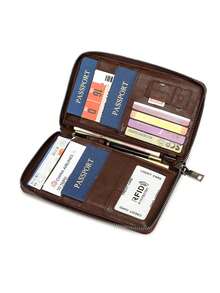 CHARM INFINITE Neue RFID Anti-Magnetische Geldbörse, Reißverschluss Passtasche, Zertifikattasche, Ticket Aufbewahrungstasche, Multifunktionale Reisebörse mit großer Kapazität, Modische Reisetasche für Flugreisen ins Ausland - Kaffeebraun - Übersicht 8