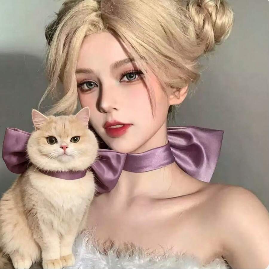 可爱森系少女蝴蝶结领巾装饰,性感萌系猫女cosplay,适合拍照,超大蝴蝶结,适合高街周转率 - 彩色 - 查看 1