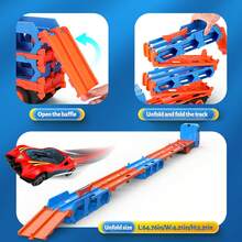 Children's Transforming Truck Toy - Launcher Car Launcher Toy Set, With Foldable Storage Function, Upgraded Transport Truck Toy Transforming Foldable Storage Device, Double Track Slide Truck, Classroom Reward Gift, Creative Small Gift, Holiday Decor, Birthday Party, Back To School Gift (Random Car) - Multicolor - View 5