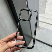 Luxury Rhinestone Bumper Shiny Transparent Protective Phone Case For IPhone 15/15 Pro Max/15 Pro/15 Plus/11/12/13/14/16 Pro Max/XS/XR/11 Pro/11 Pro Max/12 Pro/12 Pro Max/13 Pro/13 Pro Max/7 Plus/14 Pro/14 Pro Max/14 Plus/16 Pro/16 Plus/7 Plus/8 Plus/8/SE2, Available In Pink, White, Blue, Black, Red - Black - View 2