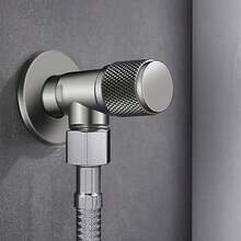 2pcs Stainless Steel Cold And Hot Water Three-Way Angle Valve, Gunmetal Gray Thickened Material, Toilet, Faucet, Water Heater Three-Way Angle Valve, Universal G1/2 Thread Interface, Freely Adjustable Water Flow, Cold And Hot Water Control Shut-Off Valve, Shower Water Flow Control Valve. - 2pcs - View 5