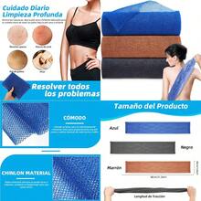 3 Piezas Esponja Baño Africana Esponja de Baño de Red Larga Gran Elasticidad y Facilidad para Eliminar la Suciedad y Las Impurezas Limpia la Piel para Uso Diario Azul and Negro and Marrón - Azul  Negro  Marrn - Ver 1