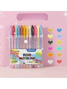 12 pièces/18 pièces/24 pièces/36 pièces/48 pièces Stylos gel pailletés colorés, set de stylos gel multicolores, surligneurs/marqueurs convenant pour le dessin, la journalisation, le coloriage, les arts et l'artisanat, la papeterie créative, les cadeaux - Multicolore - Voir 3