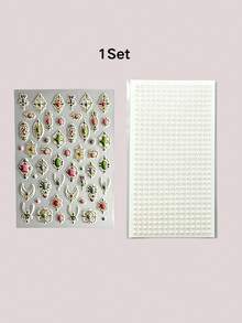 2026 Bohemian Style Face Makeup, Pearl Rhinestone Decor With Bohemian Pattern Stickers, Create Unique Makeup Look, Self-Adhesive, Suitable For Face, Eyebrows, Hair, Body Decoration - Multicolor - View 13