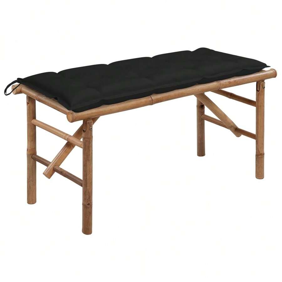 vidaXL Klappbare Gartenbank Mit Auflage 118 Cm Bambus - A - View 1