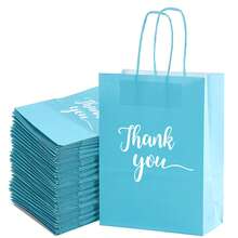 12pcs White Gift Bags Printed With "Thank You", 8.6 Inch Reusable Shiny Party Favor Bags Suitable For Christmas, Birthday, Baby Shower, Wedding And Shopping - White - View 7