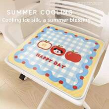 SANRIO Cojín de asiento de seda de hielo con diseño de dibujos animados, almohadilla de enfriamiento de verano, cojín antideslizante para silla de oficina, alfombrilla de silla para estudiantes - 1PC - Ver 3
