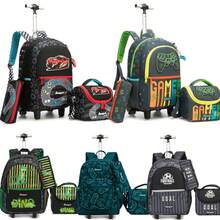Set de 3 piezas: Mochila con ruedas para niños + Bolso de mensajero, Mochila escolar con ruedas y estampado lindo, Bolsa de equipaje con ruedas ligera para volver a la escuela - Bolsa con ruedas para niños - Ver 2
