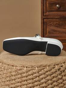 Fashionable Versatile Minimalist Buckle High Heels, Office Wear - White - View 7