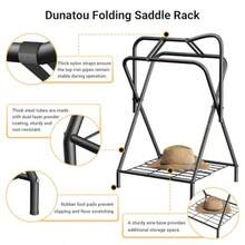 Foldable Saddle Rack With Bottom Storage Shelf Heavy Duty Horse Saddle Stand For English And Western Saddles Portable Blanket Holder And Saddle Pad Rack For Tack Room Barn And Trailer Black - As Pic - View 3