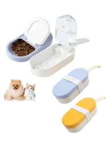 1 pezzo Bottiglia d'acqua portatile per cani 2 in 1 con contenitore per cibo, ciotola per acqua e cibo per animali domestici a prova di perdite per viaggi, passeggiate, escursioni, attività all'aperto, leggero alimentatore per animali domestici adatto per cani e gatti di piccola e media taglia - Multicolore - Visualizzare 1
