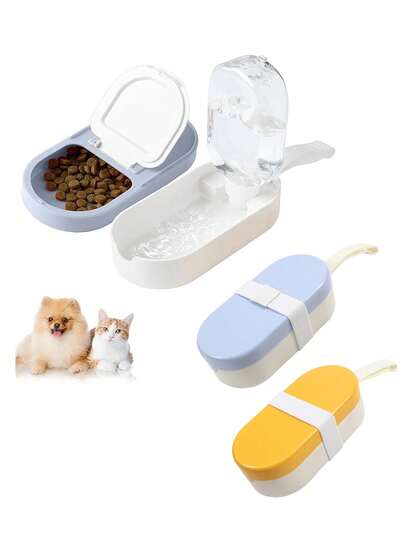 1 bình nước kiêm hộp đựng thức ăn 2 trong 1 di động cho chó, bát đựng nước và thức ăn chống rò rỉ cho thú cưng khi đi du lịch, đi dạo, leo núi, hoạt động ngoài trời, dụng cụ cho ăn nhẹ phù hợp cho chó và mèo cỡ nhỏ đến trung bình.