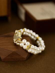 Beaded Youth Quartz Watch Is Fashionable And Exquisite Suitable For Daily Matching Birthday/Graduation Gifts And Parties - White - View 3