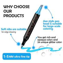 1pc Double-Ended Metallic Color Marker Pen, 12/24 Colors Refillable Art Markers For Drawing, DIY, Coloring, Quick-Drying Metallic Color Pens, Back To School - Double-ended Marker Pen - View 4