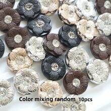 10/20 piezas Botones redondos retro versátiles con textura de flores de rhinestone para suéter, cárdigan, camisa decoración DIY - multicolor - Ver 19