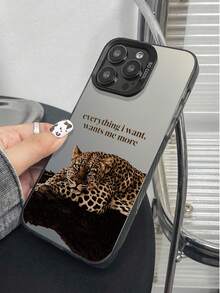 New Creative Fashion IMD Laser Phone Case Series, Leopard Print "I Want Everything" Slogan Pattern, Classic Hybrid Shockproof Anti-Slip Phone Case, Compatible With IPhone 17/17Air/17Pro/17ProMax, 16/16Plus/16ProMax, 15, 14, 13, 12, 11 Series, And Galaxy S22, S23, S24, S25 PLUS ULTRA Series, Suitable For Couples, Girlfriend, Boyfriend, Friends Or Yourself. - Black - View 5