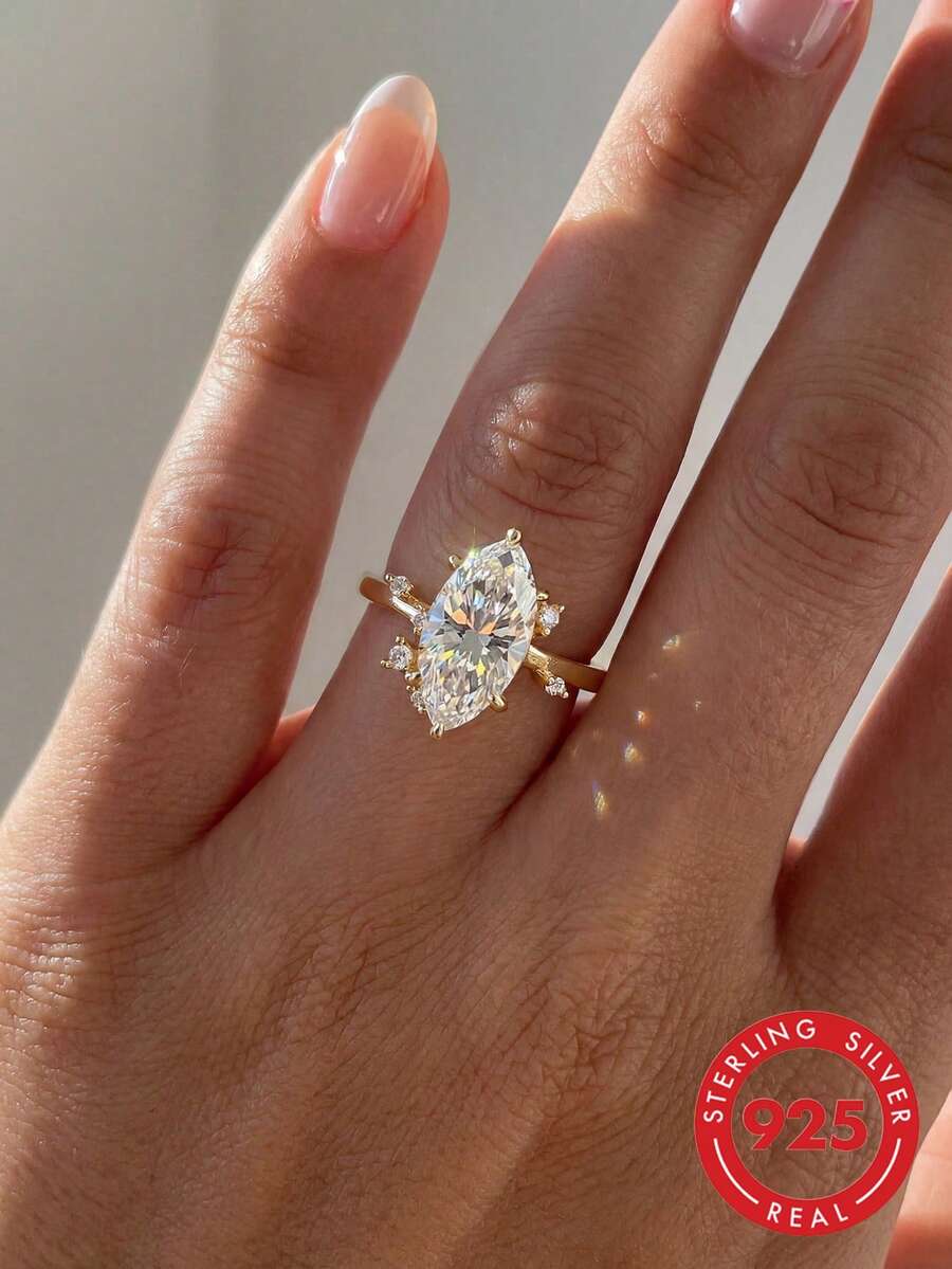 1pc Classic Unique Zirconia 925 Sterling Silver Ring, Exquisite & Distinctive, Perfect For Women To Wear To Parties And Galas, Meticulously Crafted, An Ideal Anniversary Gift For Girlfriend