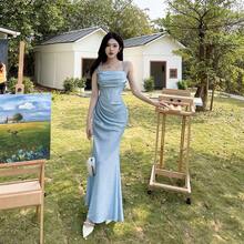 Women Long Dresses - Blue - View 11
