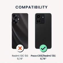 Ốp lưng ví gập bằng da PU màu đen có chân đế và khe đựng thẻ cho 13C / Poco C65 - màu đen - Xem 3